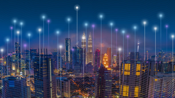 5G的智慧城市和通信网络概念图片下载