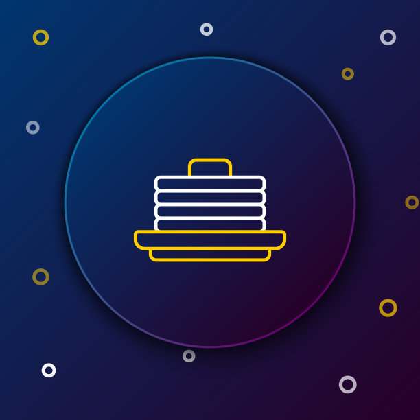 线堆叠煎饼图标孤立在蓝色图片下载