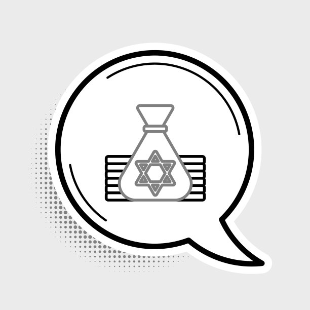 排队犹太钱袋与明星大卫图标图片下载