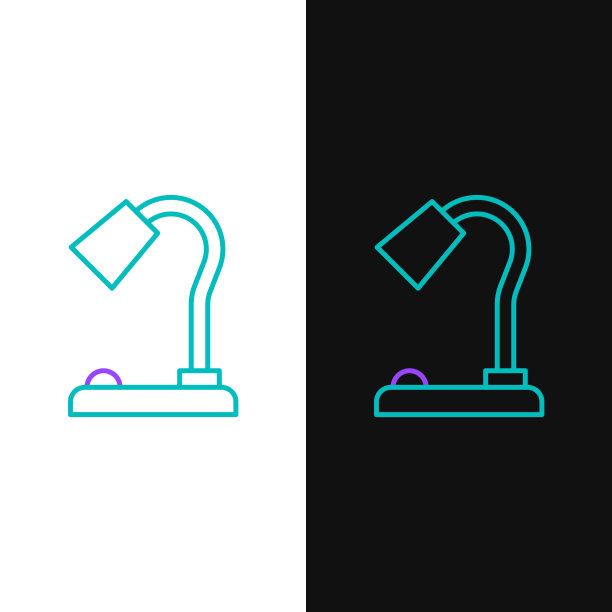 线台灯图标隔离在白色和黑色图片下载