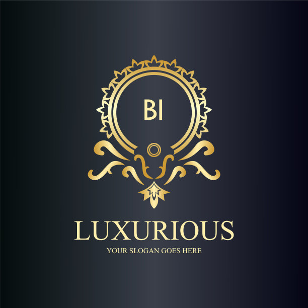 Bi字母首字母用皇家豪华标志模板图片下载