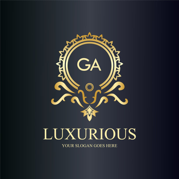Ga字母首字母与皇家豪华标志模板图片下载