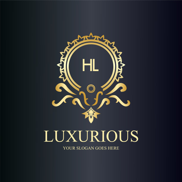Hl字母首字母与皇家豪华标志模板图片下载