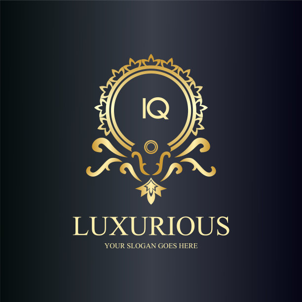IQ字母首字母用皇家豪华标志模板图片下载
