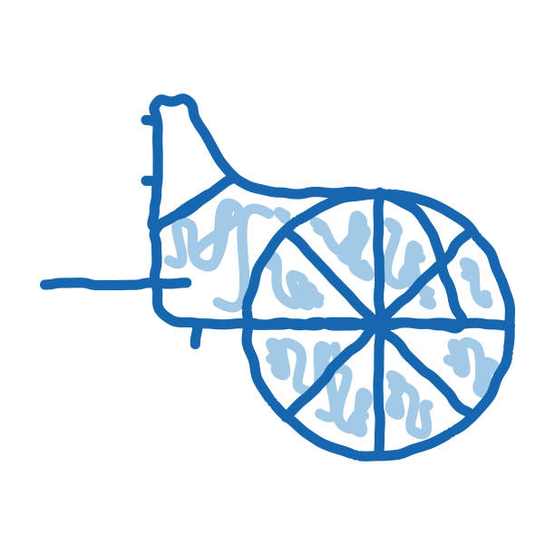 木制希腊车轮涂鸦图标手绘插图图片下载
