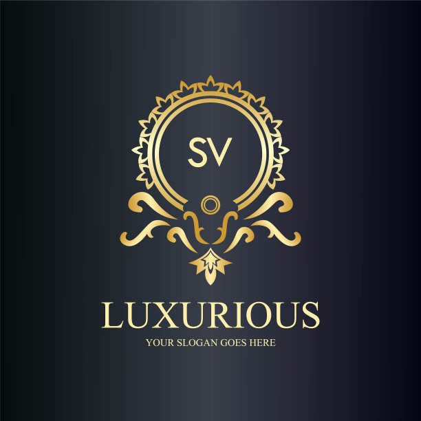 Sv字母首字母与皇家豪华标志模板图片下载