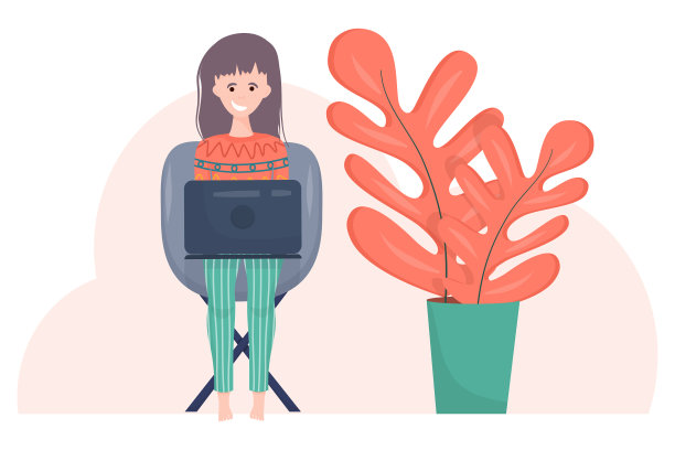 这个女孩是一个自由职业者，在漫画中有一台笔记本电脑图片下载