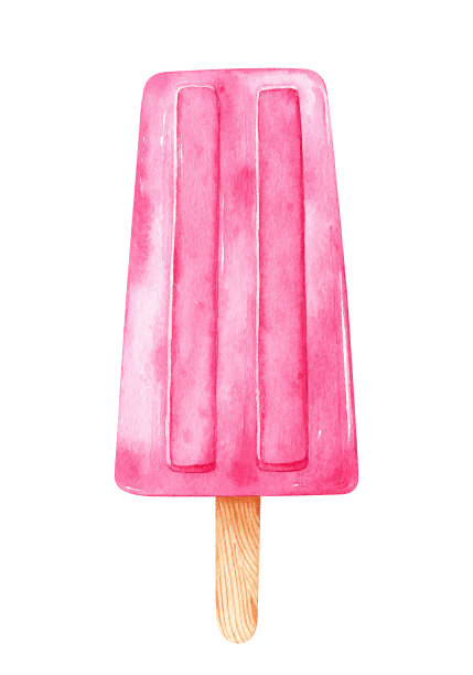 粉红色的冰淇淋在一根棒子上孤立在白色背景上图片下载