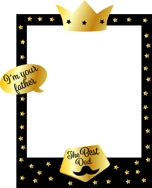向量插图的相框的照片都自拍庆祝父亲节与星星，皇冠和文本气球。最好的爸爸图片下载