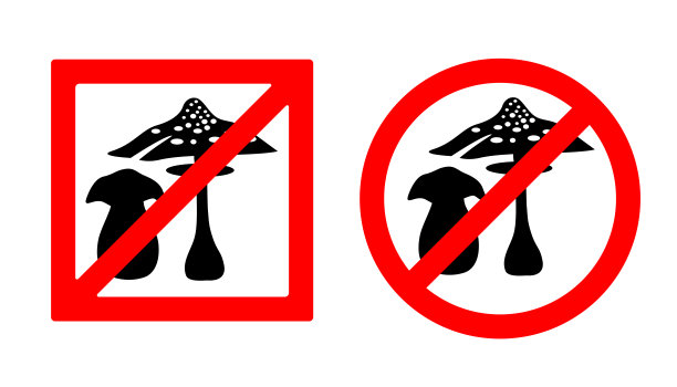 没有蘑菇的标志，剪影的形象。矢量插图。图片下载