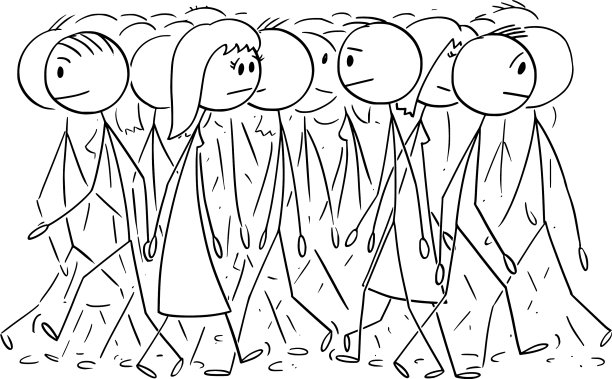 卡通人群或一群人走过图片下载