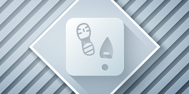 剪纸人类脚印鞋图标孤立在灰色背景。鞋鞋底。纸艺术风格。向量图片下载