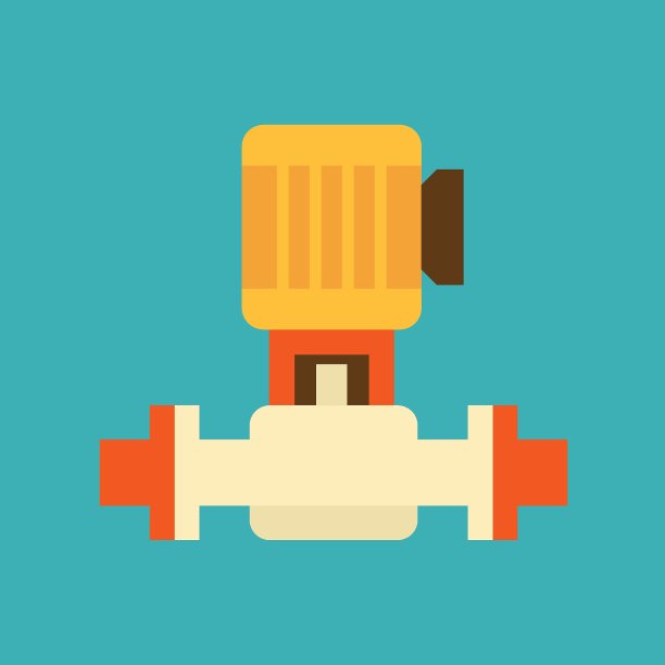 离心泵矢量图标设计。用于控制或分配工业用水。图片下载