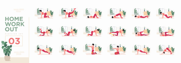 妇女家庭健身组。做健身和瑜伽运动的女性。弓步，俯卧撑，下蹲，哑铃，立卧撑，侧撑，原位，臀桥，抬腿，俄罗斯式扭转，侧屈等图片下载