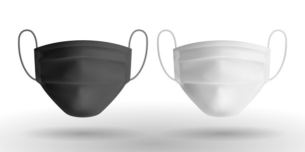 白色和黑色面膜模型保护脸图片下载