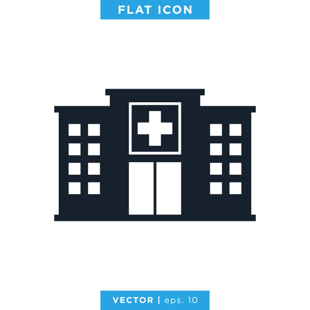 医院建筑图标矢量股票插图设计模板。图片下载