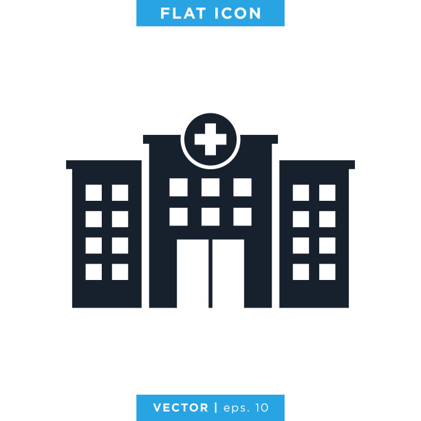 医院建筑图标矢量股票插图设计模板。图片下载