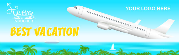 最佳假期旅游券与飞机和海洋矢量插图图片下载
