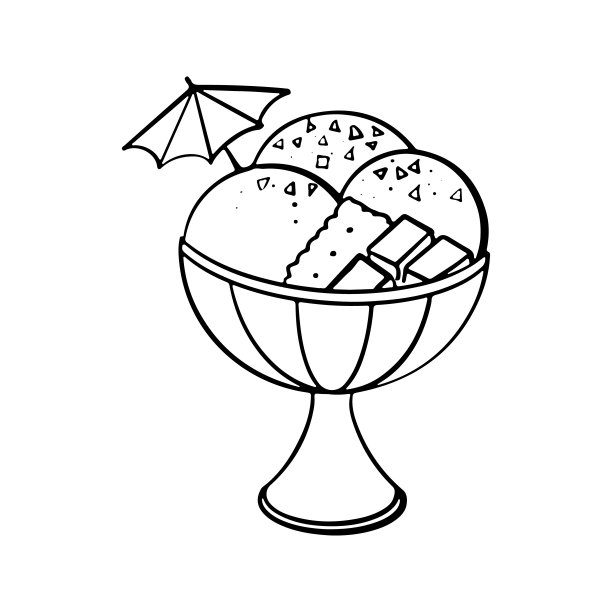 手画冰淇淋在碗。矢量手绘插图图片下载