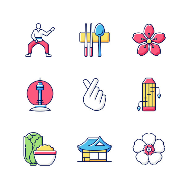 韩国文化RGB颜色图标集图片下载