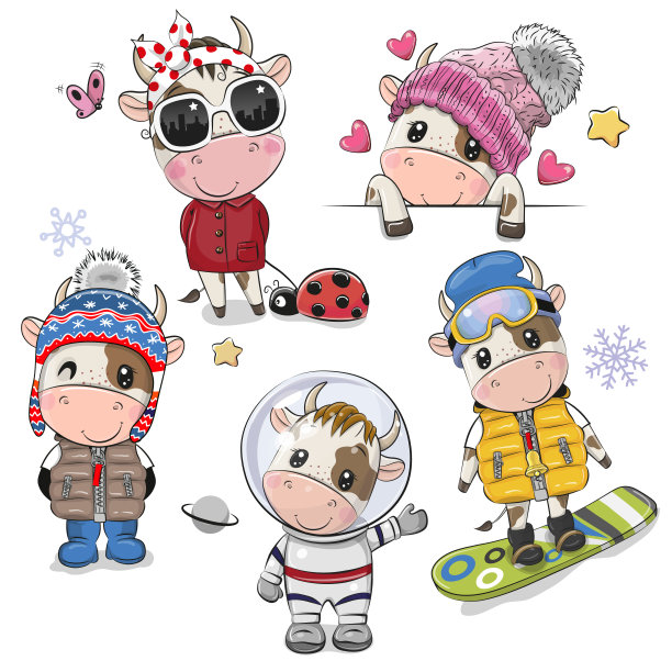 卡通公牛孤立在一个白色的背景图片下载