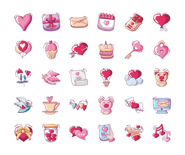 情人节快乐，图标集心熊气球图片下载