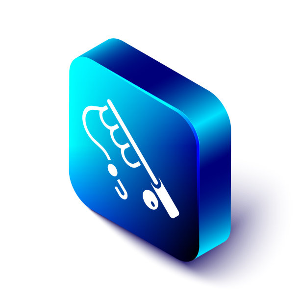 等距鱼竿图标孤立在白色图片下载