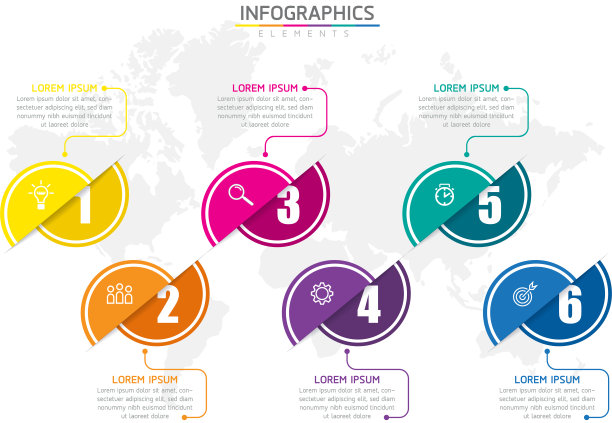 矢量插图信息图设计模板，业务信息，演示图表，6个选项或步骤。图片下载