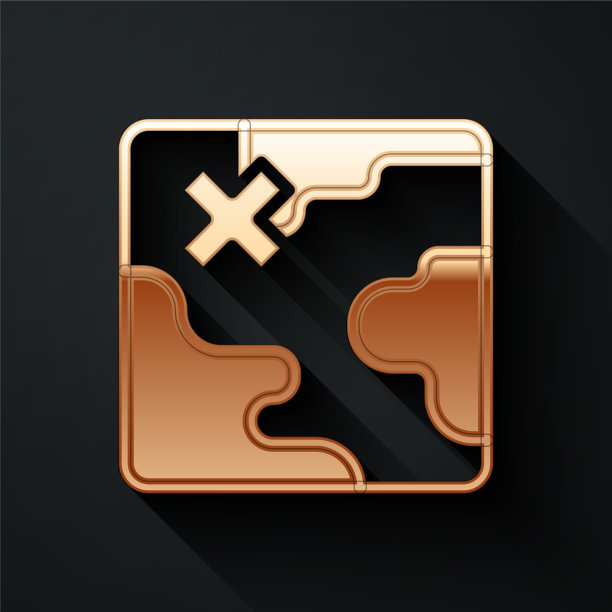 金色非洲狩猎地图图标孤立在黑色图片下载