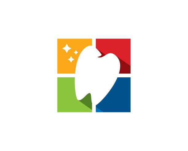 闪亮的星星牙科标志与彩色窗口背景图片下载