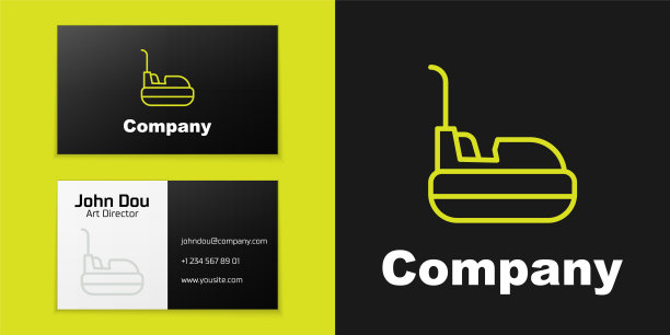 标志类型线碰碰车图标孤立在黑色背景。游乐园。儿童娱乐游乐场、游憩公园。标志设计模板元素。向量图片下载