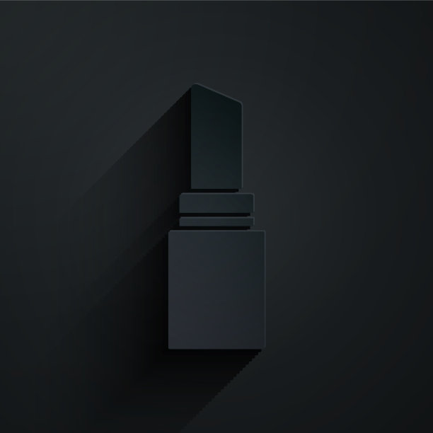 剪纸口红图标孤立在黑色图片下载