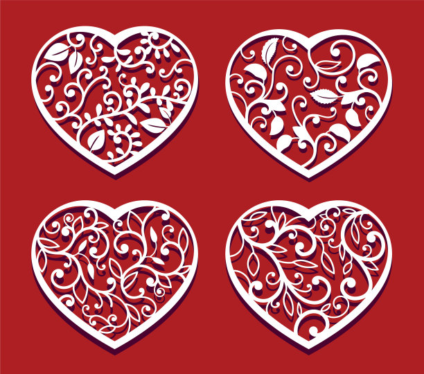 红心上的背景为激光切割套图片下载