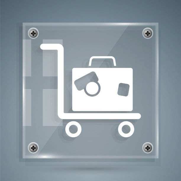 白色酒店行李车与手提箱图标图片下载