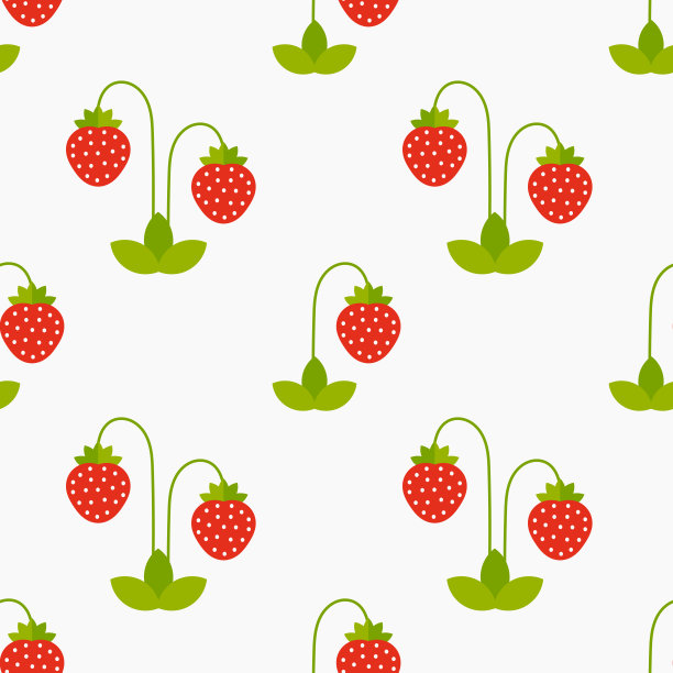 草莓植物无缝图案。图片下载