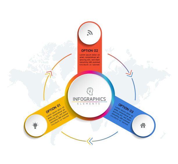 矢量插图信息图设计模板，业务信息，演示图表，有3个选项或步骤。图片下载