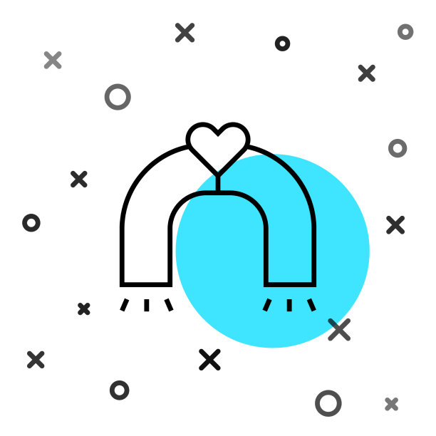 黑线爱磁铁图标孤立在白色图片下载