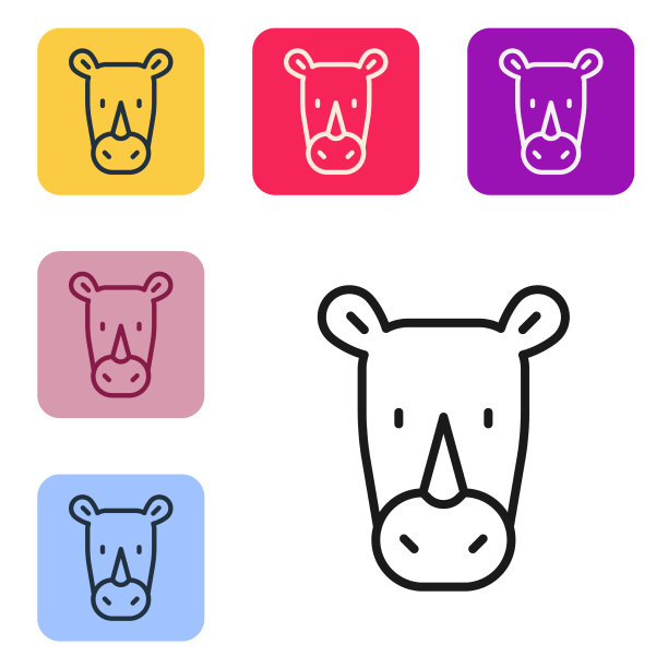 黑线犀牛图标孤立在白色上图片下载