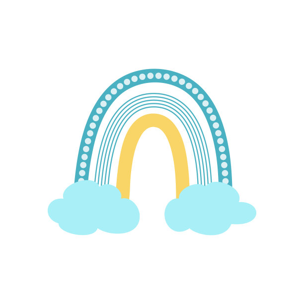 矢量儿童绘制的彩虹。可爱的那种波西米亚风格的插图。婴儿淋浴设计元素，婴儿服装印花，明信片。北欧极简主义。图片下载