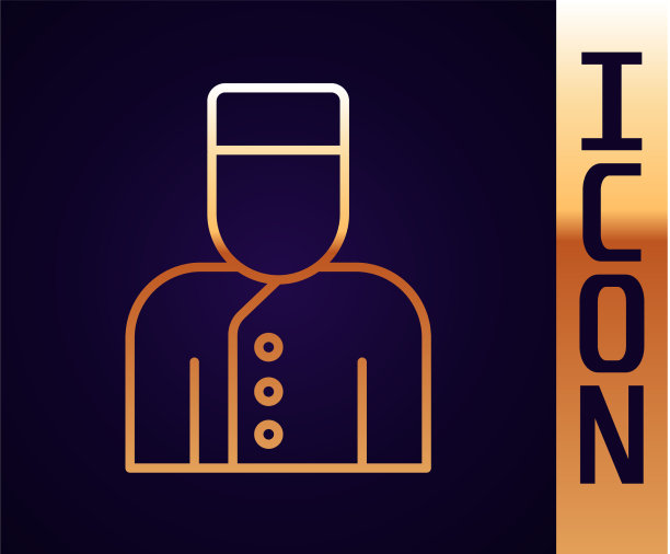 金色线门房图标隔离在黑色图片下载