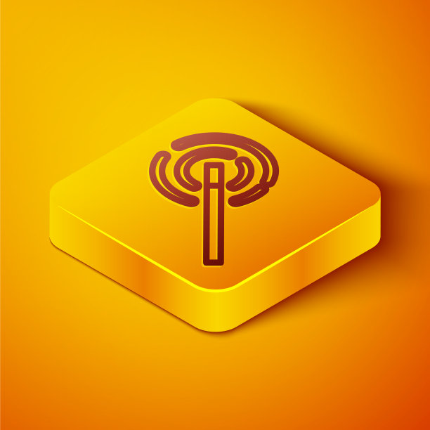 等距线魔术棒图标孤立在橙色图片下载