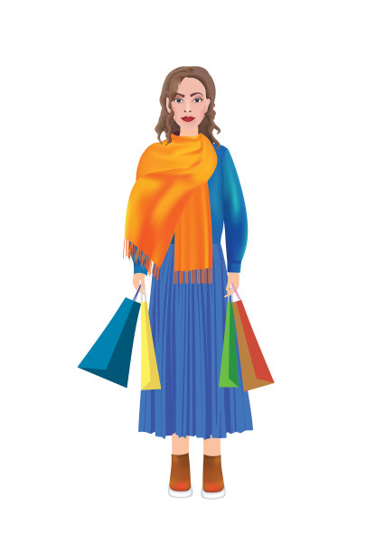 拿着购物袋的女人图片下载