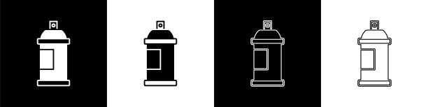 设置喷漆可以图标隔离在黑色和白色背景。向量图片下载