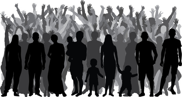 剪影，人们站在茁壮成长图片下载