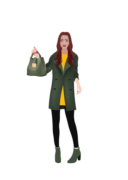 拿着绿色袋子的女人图片下载