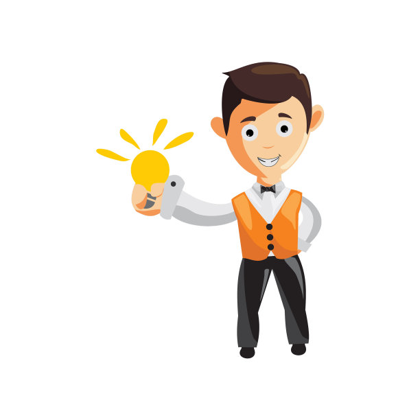 性格工作布厨师服务员衣服拿灯泡图片下载