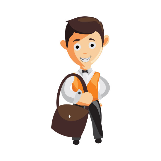 性格工作布厨师服务员衣服拿包图片下载