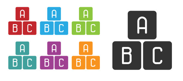 黑色ABC块图标隔离在白色背景图片下载