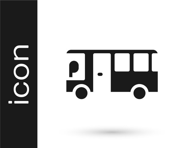 黑色巴士图标孤立在白色背景上图片下载