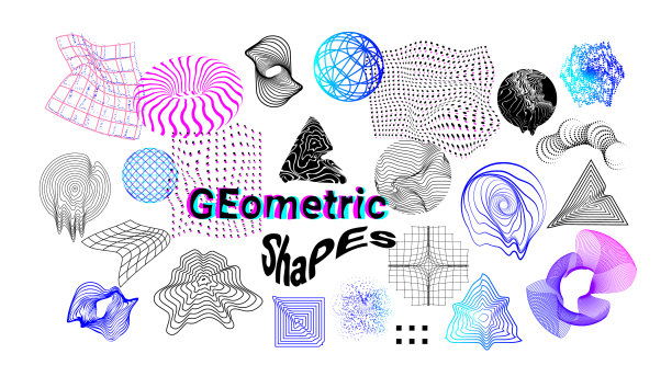数字形状抽象赛博朋克图形图片下载
